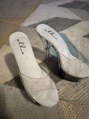 Ellie Clear Mule Sandals with Nude Footbed